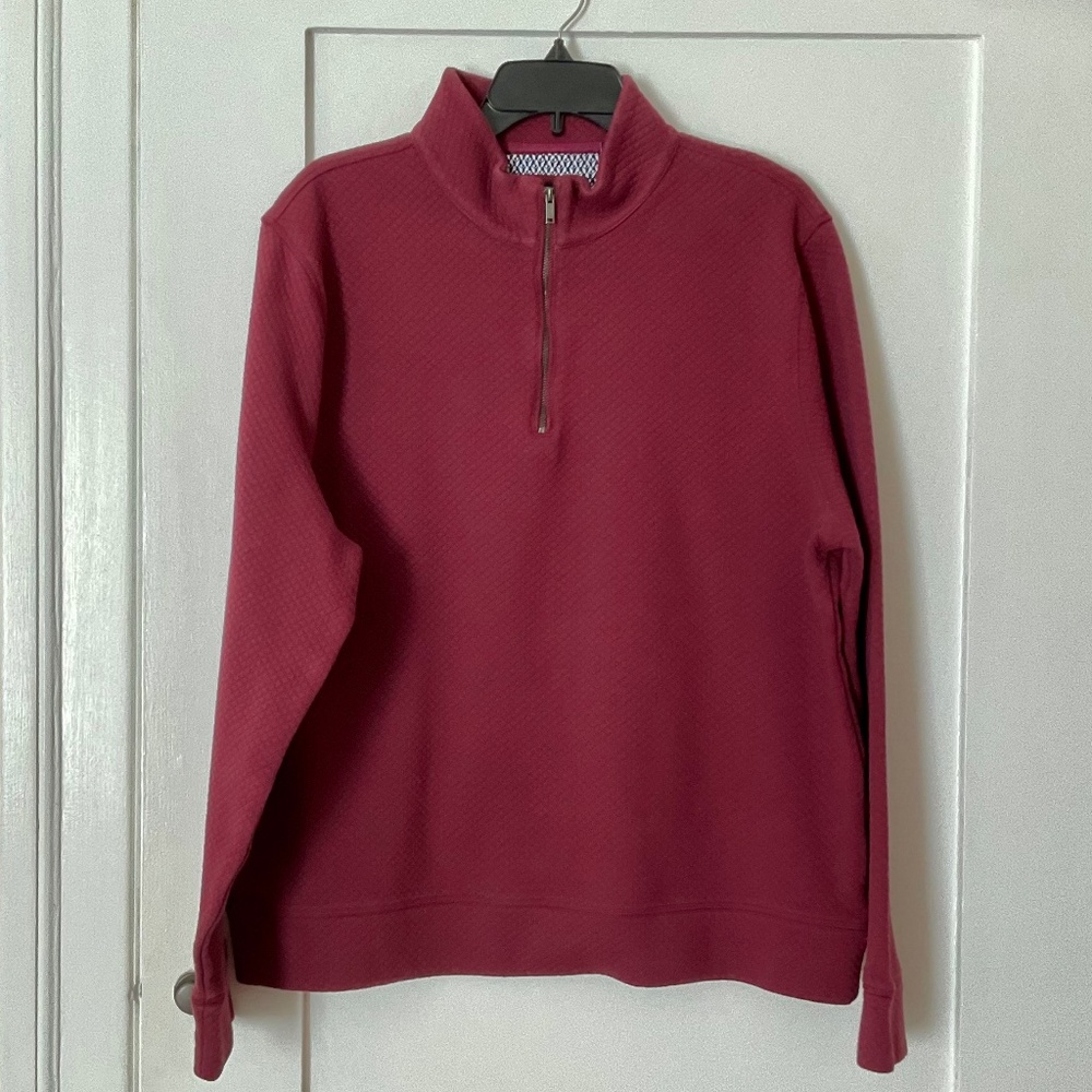 TOSCANO Men's Mock Neck Pullover  Textured Sweatshirt/Sweater  Berry/Wine   XL